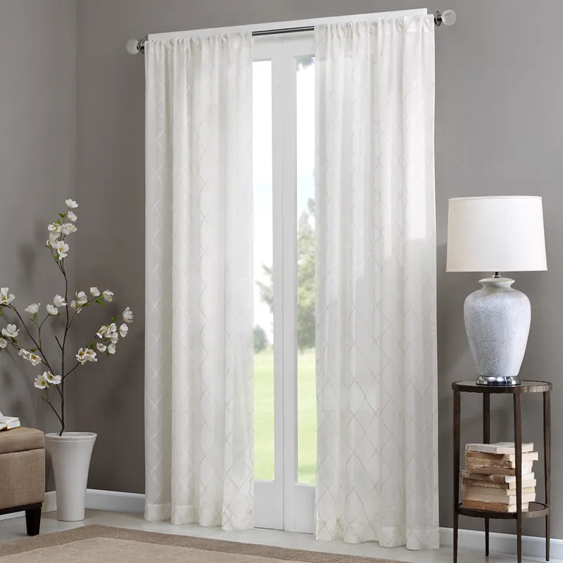 Madison Park Irina Diamond Sheer Window Curtain Panel