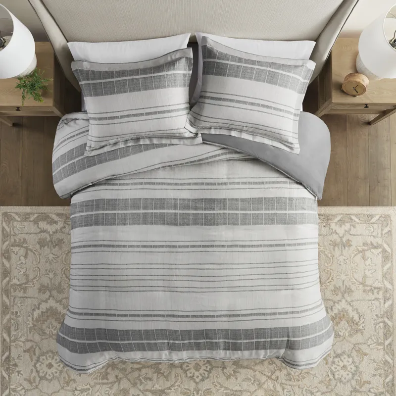 Madison Park Rhodes 3 Piece Stripe Duvet Cover Set