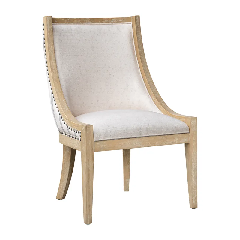 Elmcrest Upholstered Dining Chair with Nailhead Trim - Beige Stripe