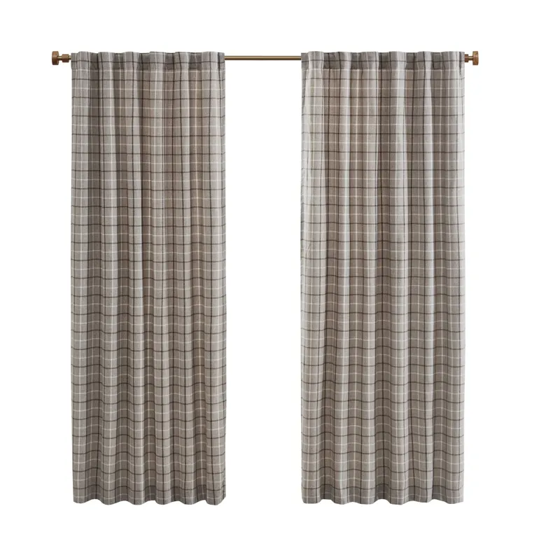 Madison Park Anaheim Plaid Rod Pocket and Back Tab Curtain Panel with Fleece Lining