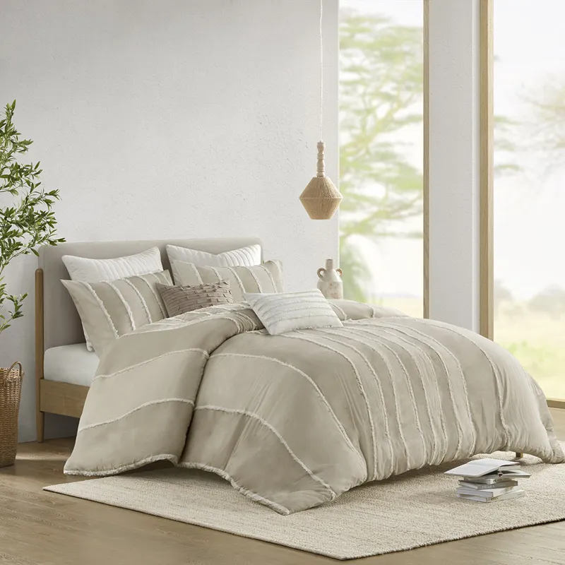 INK+IVY Shay 3 Piece Striped Cotton Duvet Cover Set
