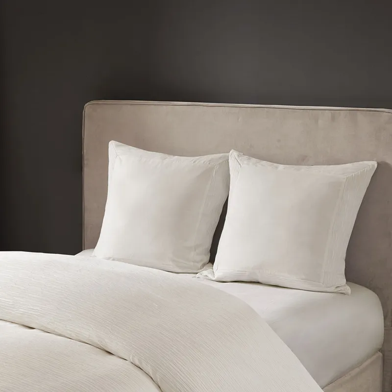 Hanae Cotton Blend Yarn Dyed Euro Sham - White