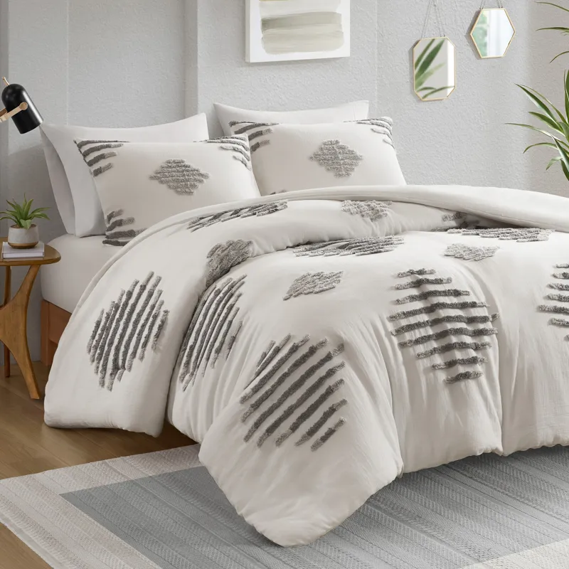 INK+IVY Tahli 3 Piece Cotton Blend Chenille Duvet Cover Set