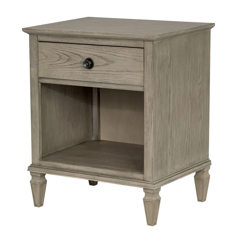 Victoria one-drawer wood nightstand with shelf - Reclaimed Grey