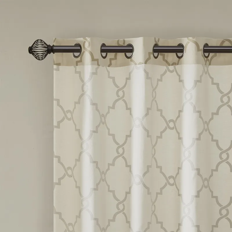 Madison Park Saratoga Fretwork Print Grommet Top Window Curtain Panel