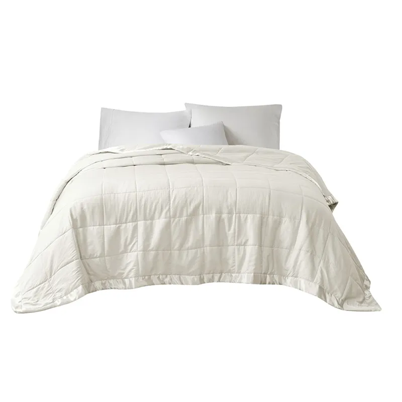 Cambria King Oversized Down Alternative Blanket with Satin Trim - Ivory