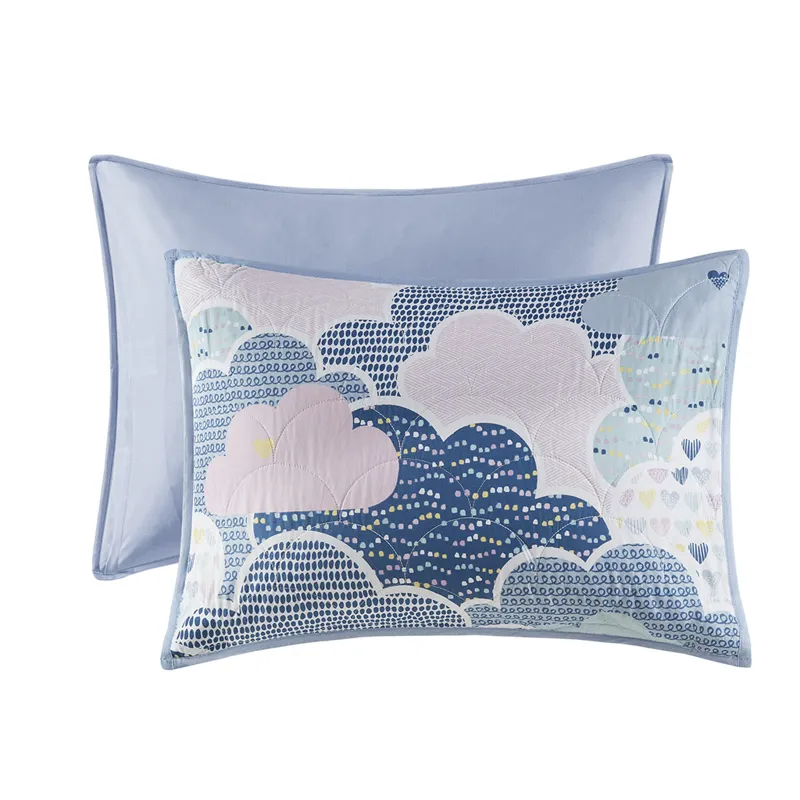 Urban Habitat Kids Cloud  Reversible Cotton Quilt Set with Throw Pillows