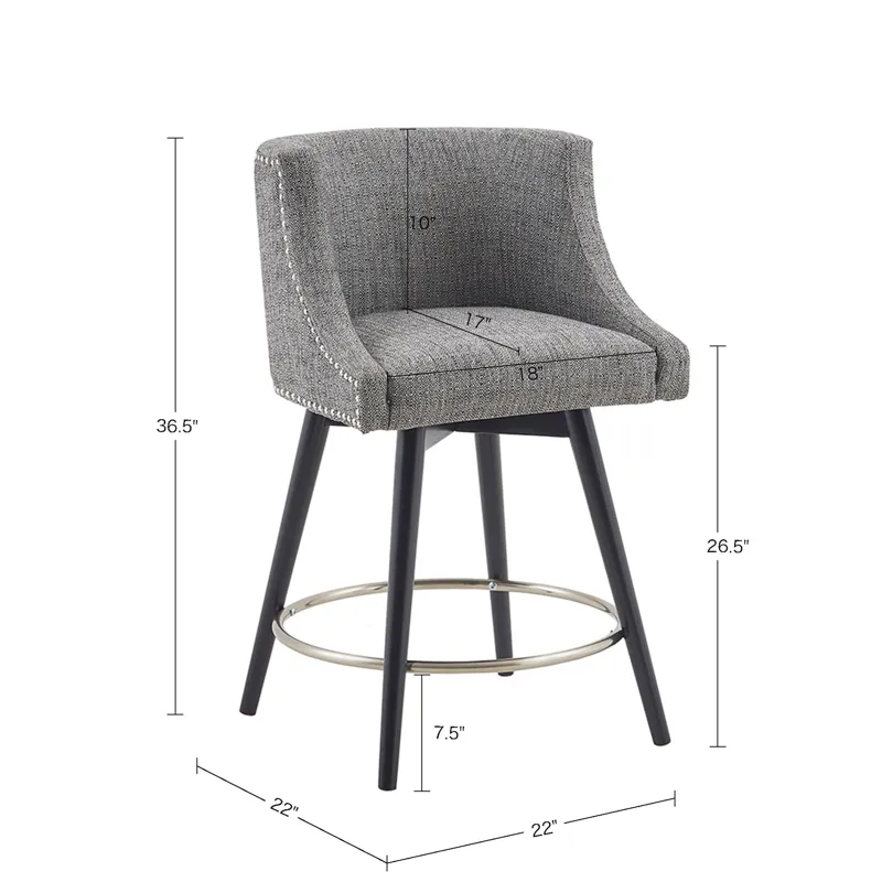 Mateo Swivel Counter Stool - Grey