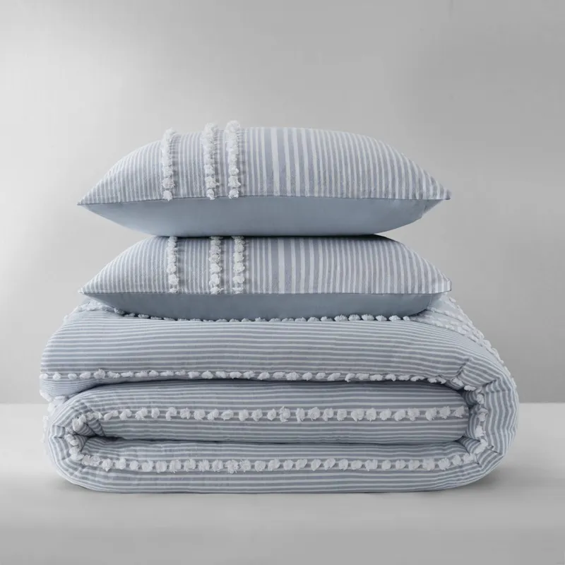 Harbor House Blue Anslee 3 Piece Cotton Yarn Dyed Comforter Set