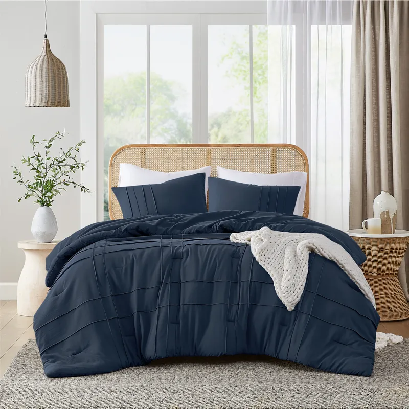 Comfort Spaces Walker Soft Washed Pleated Comforter Set