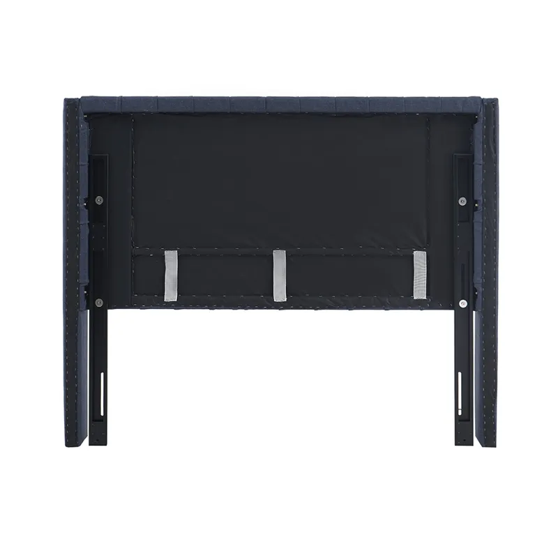 Amelia King Upholstered Wingback Headboard with Button Tufting & Nailhead Trim - Navy