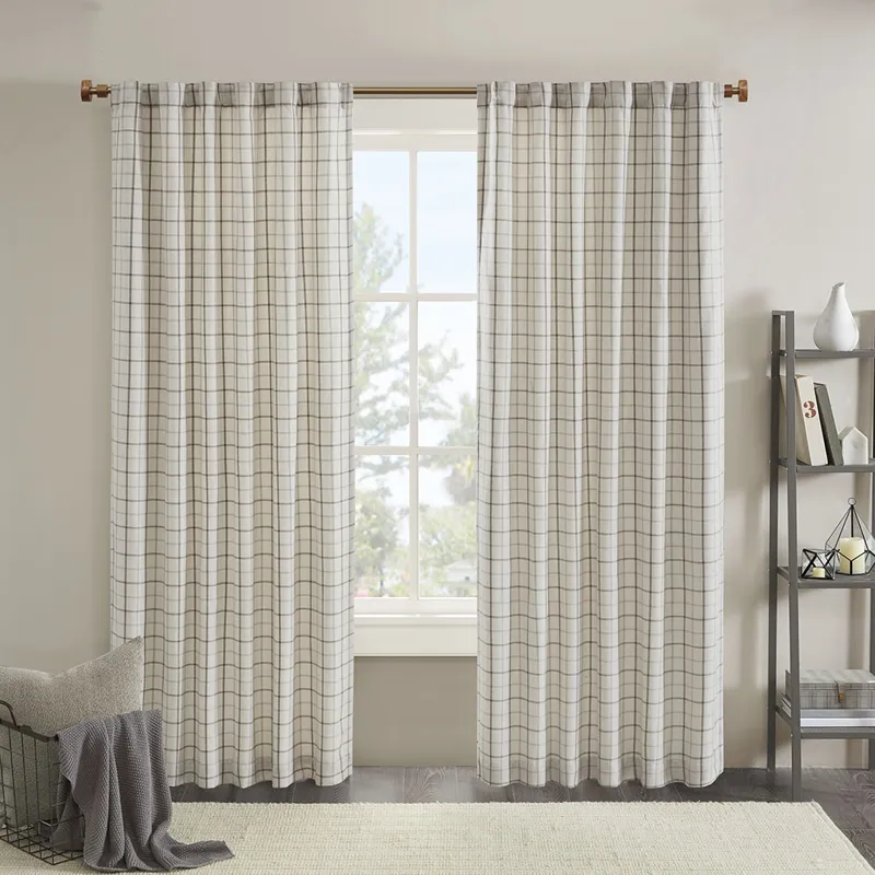 Madison Park Anaheim Plaid Rod Pocket and Back Tab Curtain Panel with Fleece Lining