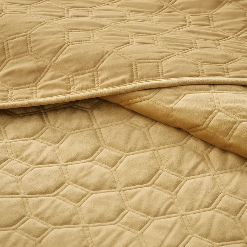 Harper King/California King 3 Piece Velvet Quilt Set - Mustard