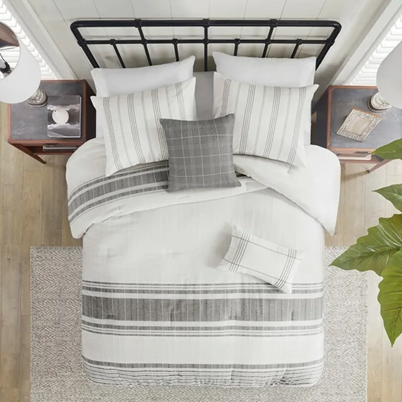 Harbor House Blue Morgan 6 Piece Cotton Jacquard Oversized Comforter Set