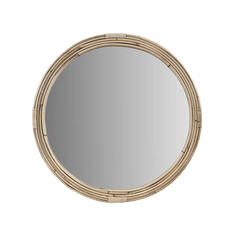 Luna Natural Rattan Round Wall Mirror - Natural
