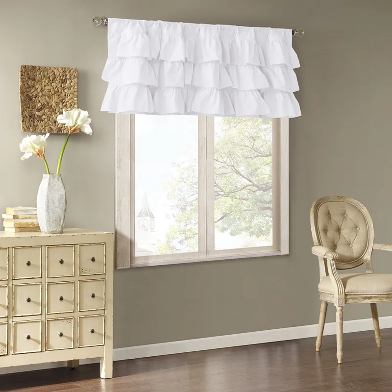 Madison Park Anna Cotton Oversized Ruffle Valance - White