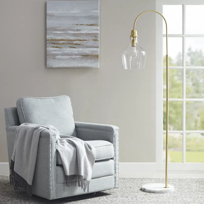 Auburn Arched Floor Lamp with Marble Base - Gold
