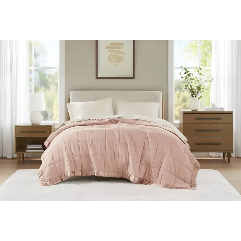 Madison Park Windom Lightweight Down Alternative Blanket with Satin Trim