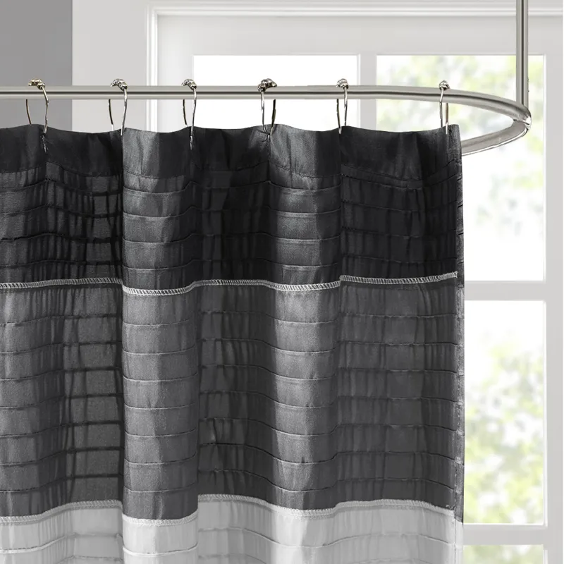 Amherst Faux Silk Shower Curtain - Black