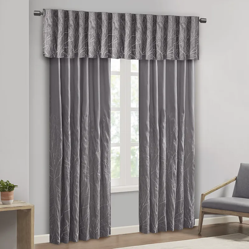 Madison Park Andora Faux Silk Embroidered Window Valance
