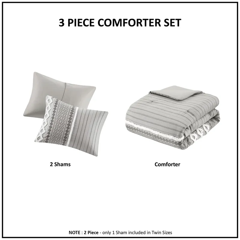 INK+IVY Imani Cotton Printed Comforter Set with Chenille