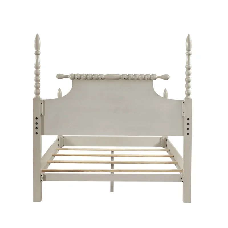 Beckett King Turned Wood Spindle Bed - Antique Cream