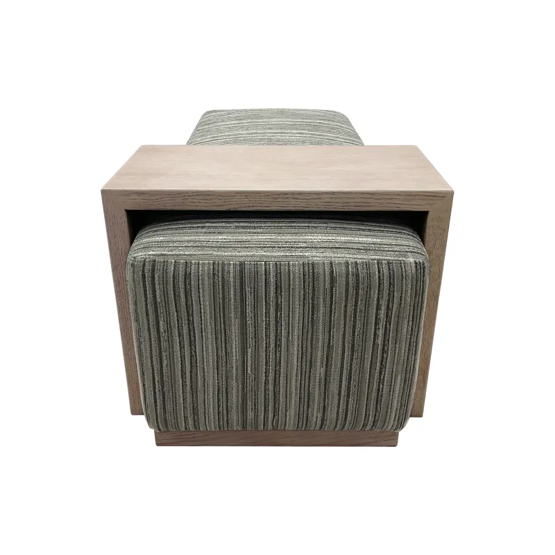 Peggy Bench/Cocktail Ottoman With Table - Stripe/Multi