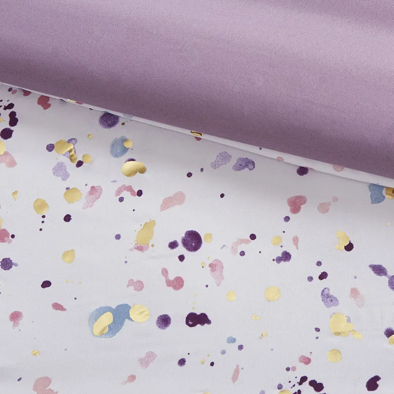 Abby Twin/Twin XL Metallic Printed and Pintucked Duvet Cover Set - Plum