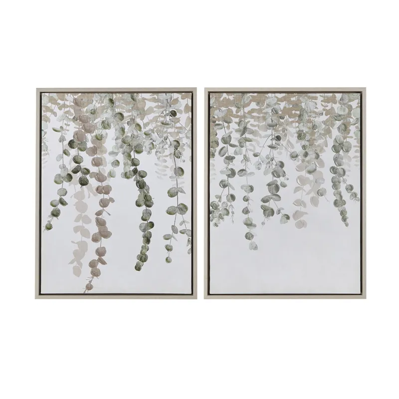 INK+IVY Botanical Waterfall Eucalyptus 2-piece Framed Canvas Wall Decor Set - Green