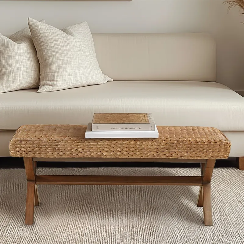Seadrift Seadrift Hand-woven Water Hyacinth Accent Bench - Brown