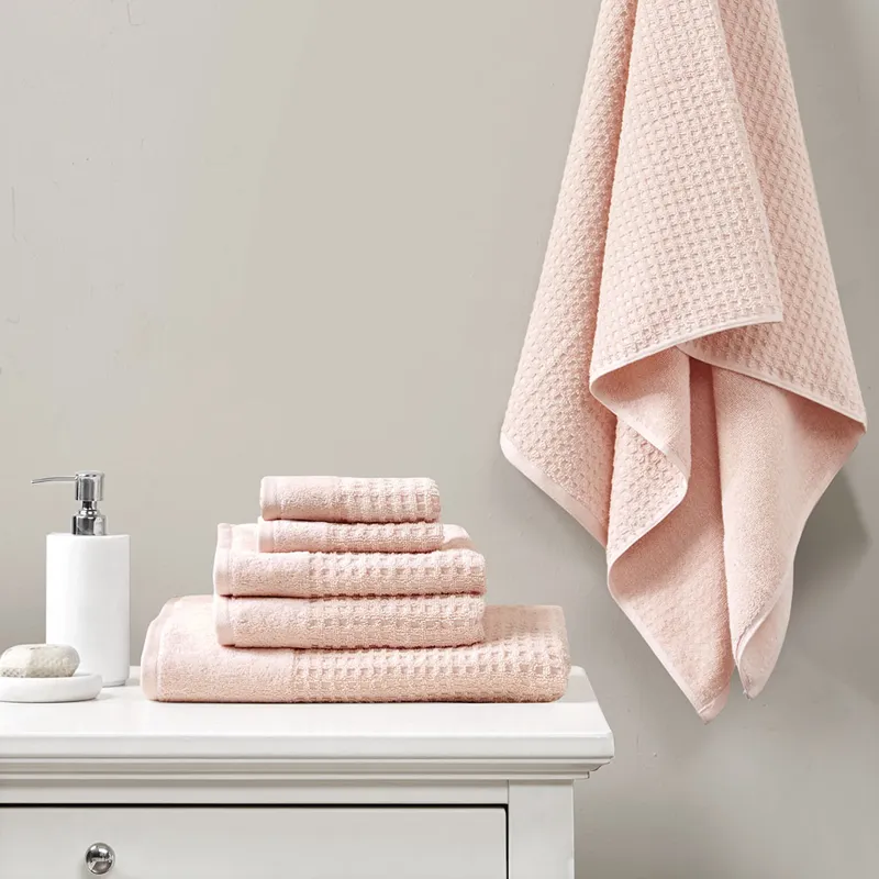 Madison Park Spa Waffle Cotton Jacquard Bath Towel 6 Piece Set