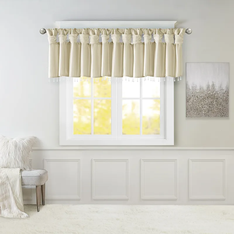 Madison Park Emilia Lightweight Faux Silk Valance With Beads
