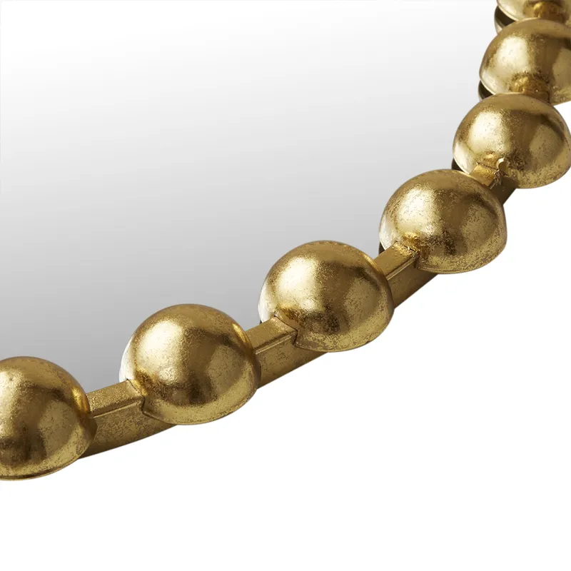 Marlowe 27\" Medium Decorative Round Wall Mirror with Beaded Metal Frame - Gold