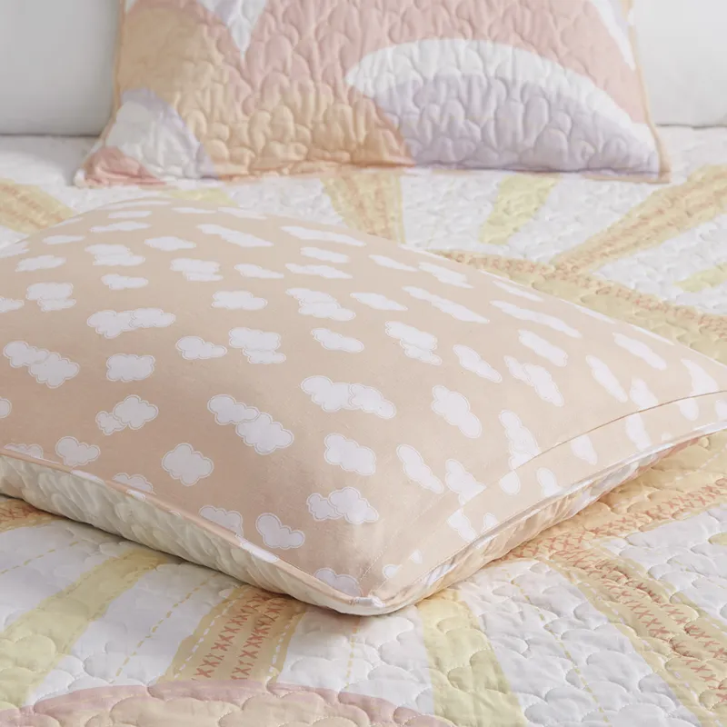Urban Habitat Kids Dawn Reversible Sunshine Printed Cotton Quilt Set with Throw Pillow