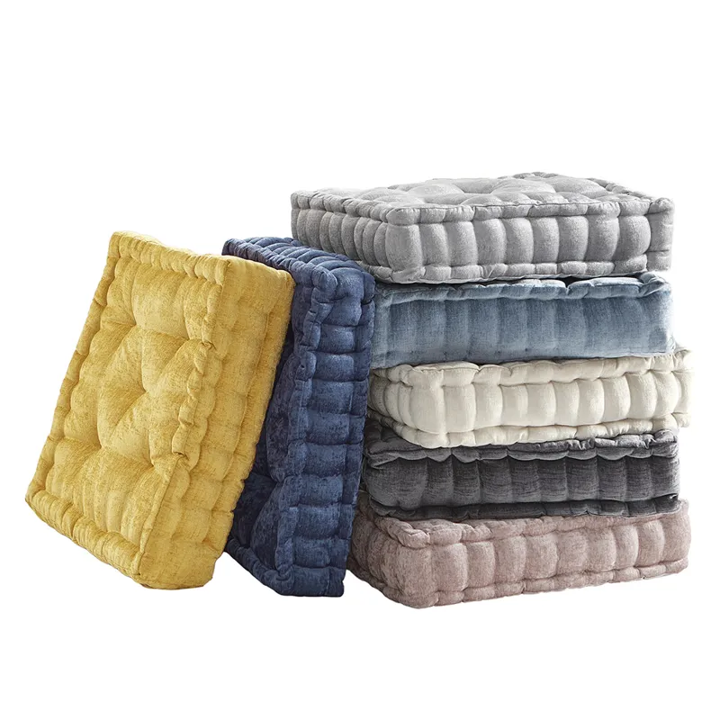 Azza Poly Chenille Square Floor Pillow Cushion - Grey