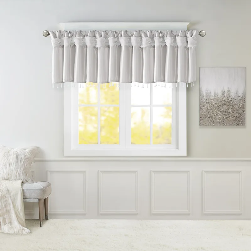 Madison Park Emilia Lightweight Faux Silk Valance With Beads
