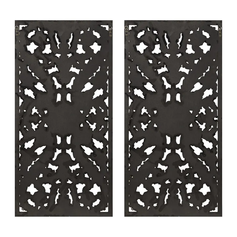 Madison Park Botanical Panel Distressed Carved Wood 2-piece Wall Decor Set