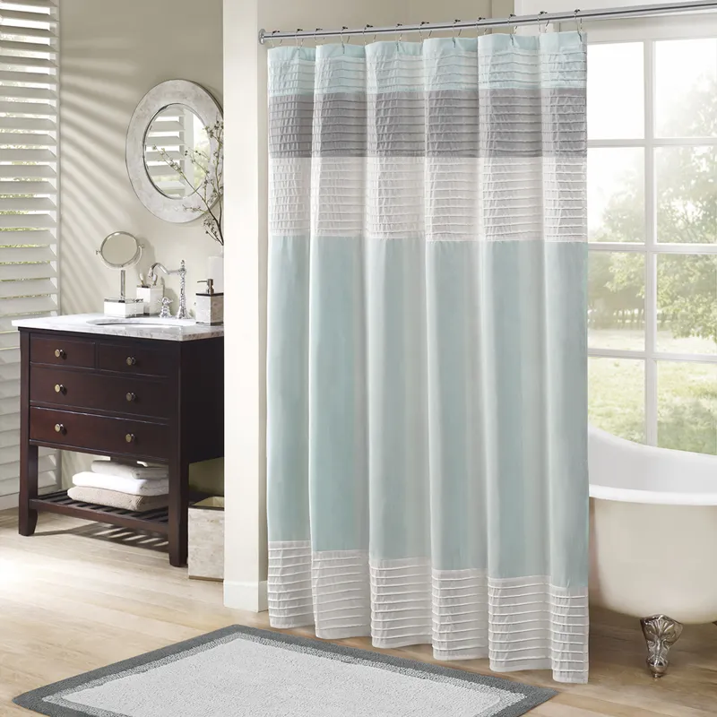 Amherst Faux Silk Shower Curtain - Aqua