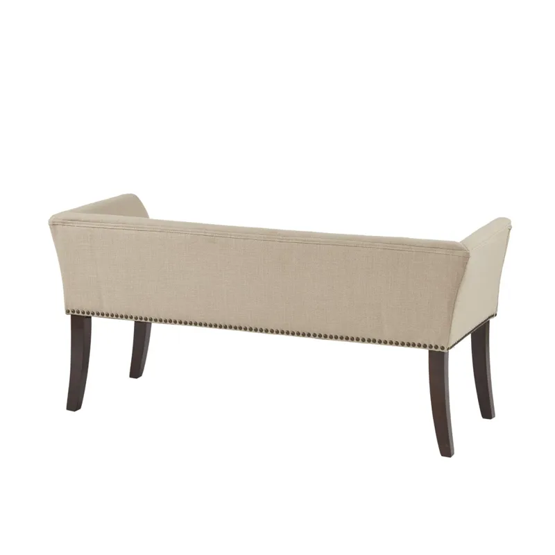 Welburn 49.5\" Upholstered Bench with Back & Wood Legs - Tan