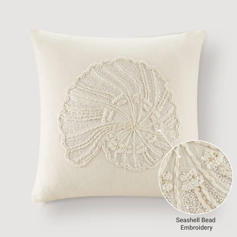 Harbor House Luna Spiral Shell 1 Piece Cotton Pillow Cover - Linen