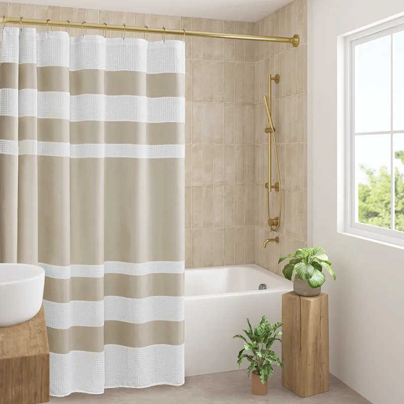 Madison Park Spa Waffle Shower Curtain with 3M Treatment