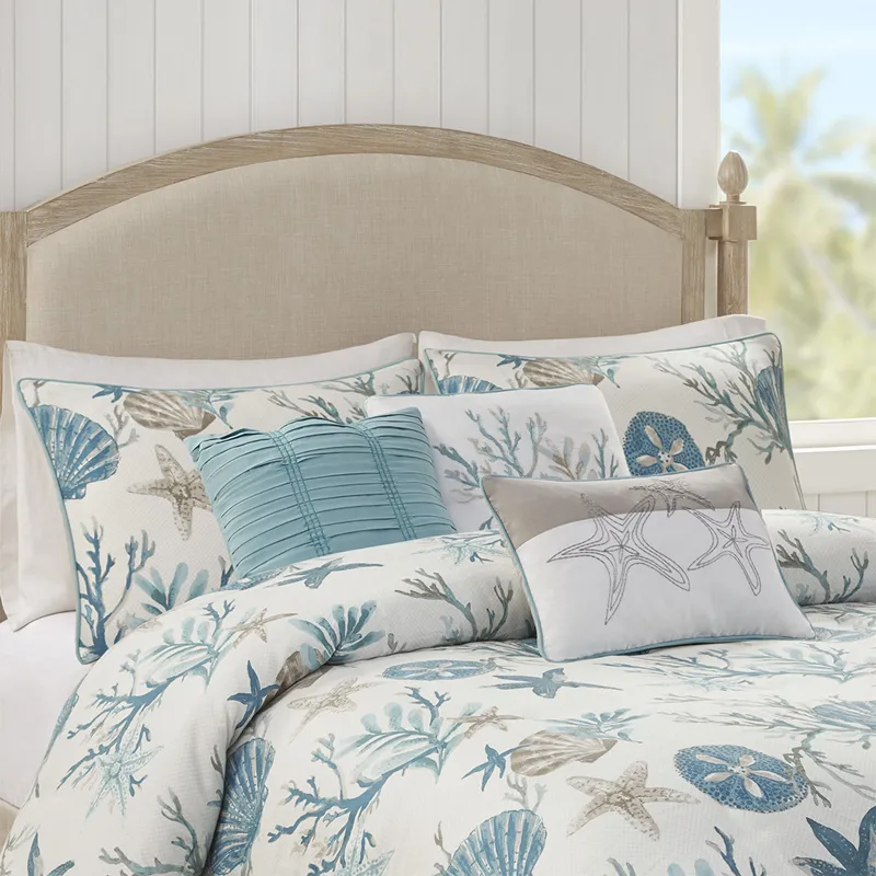 Madison Park Pebble Beach 6 Piece Cotton Sateen Duvet Cover Set