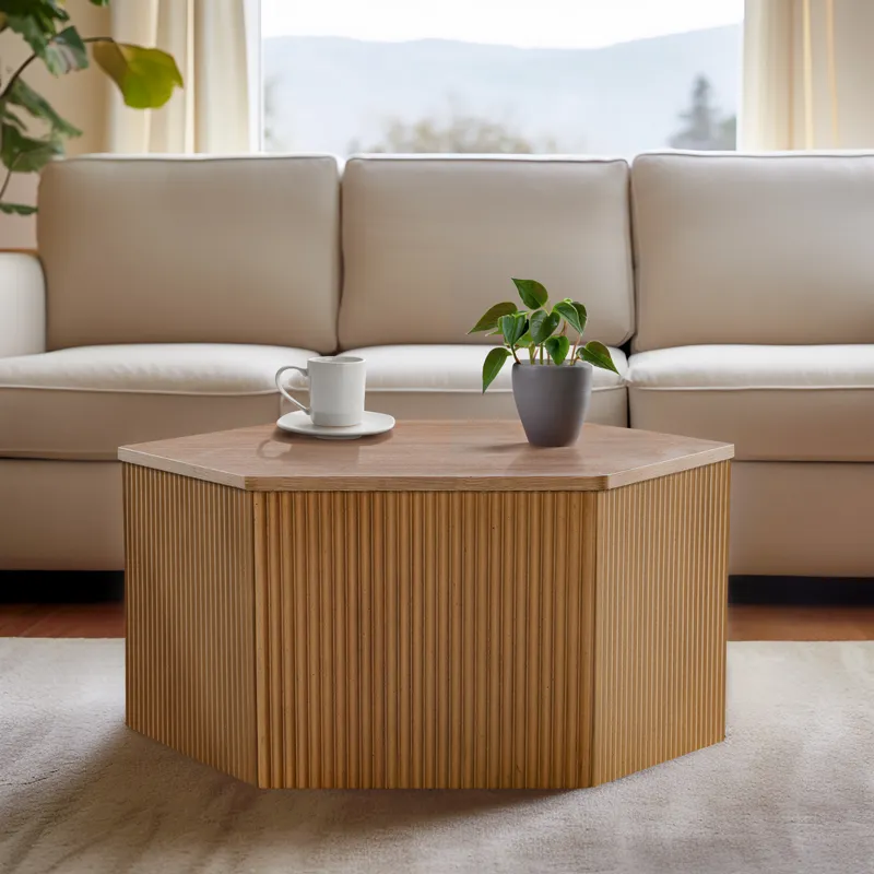 Honey Fluted Hexagon Coffee Table - Natural