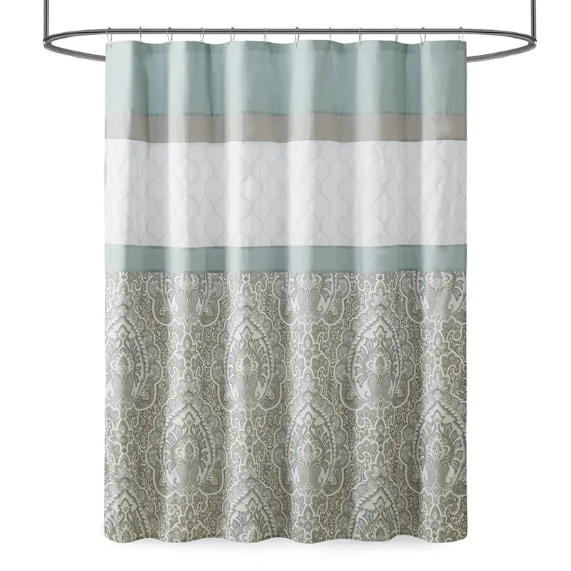 510 Design Shawnee Printed and Embroidered Shower Curtain - Seafoam