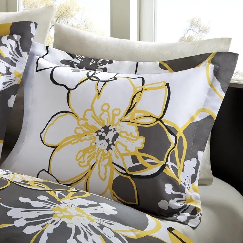 Allison Twin XL Floral Duvet Cover Set - Yellow