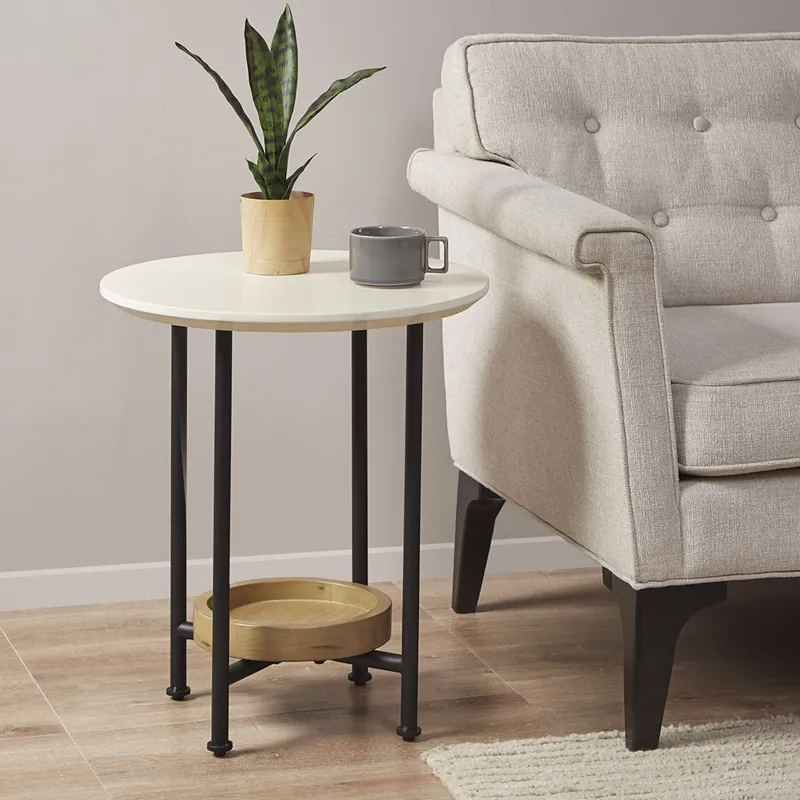 Beaumont End Table - White/Natural