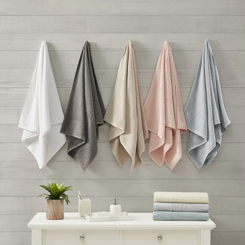 Madison Park Spa Waffle Cotton Jacquard Bath Towel 6 Piece Set