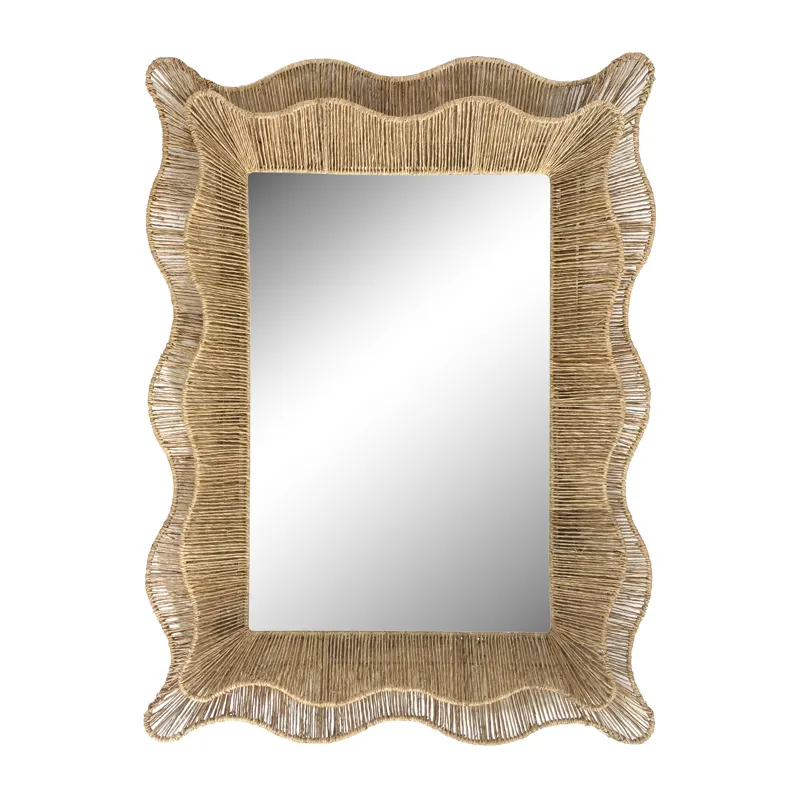 INK+IVY 26X36 Double-Layer Scalloped Natural Jute Wall Mirror Amelie Seagrass - Natural