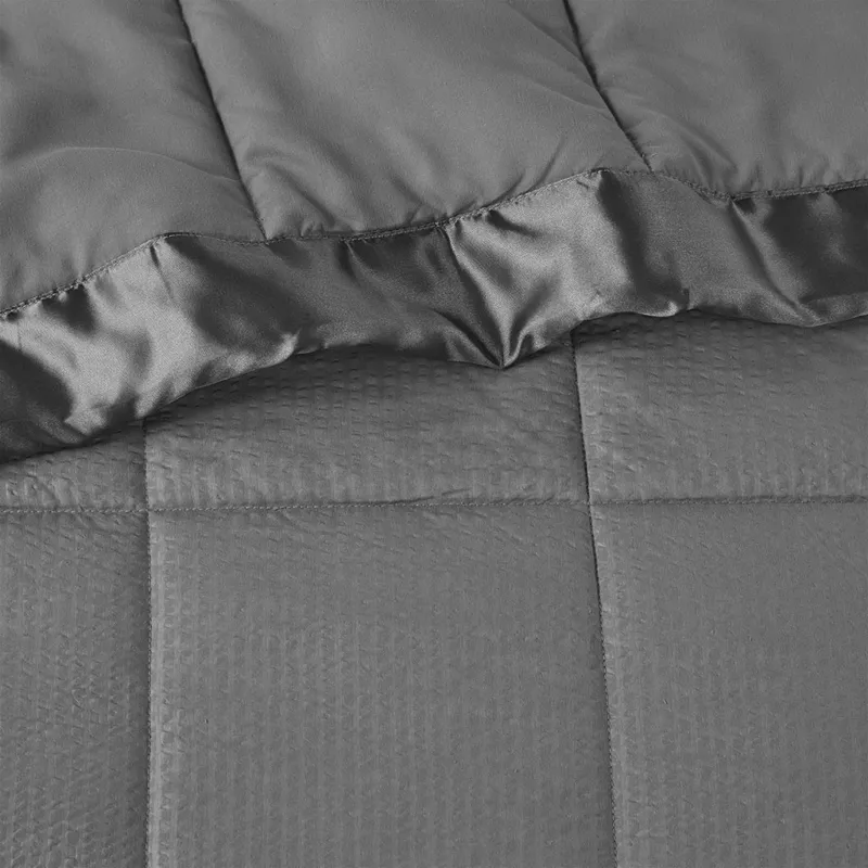 Cambria King Oversized Down Alternative Blanket with Satin Trim - Charcoal