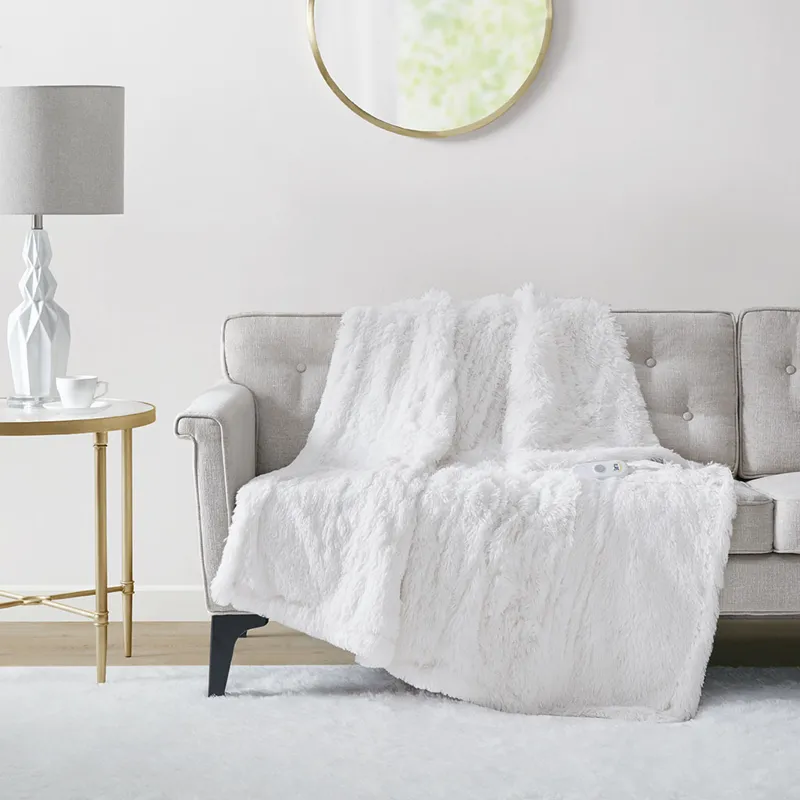 Serta Malea Shaggy Faux Fur Heated Throw